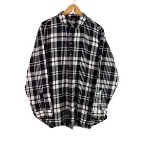 Jachs Girlfriend Black White Plaid Button Down Shirt XXL Long Sleeve Rayon Blend